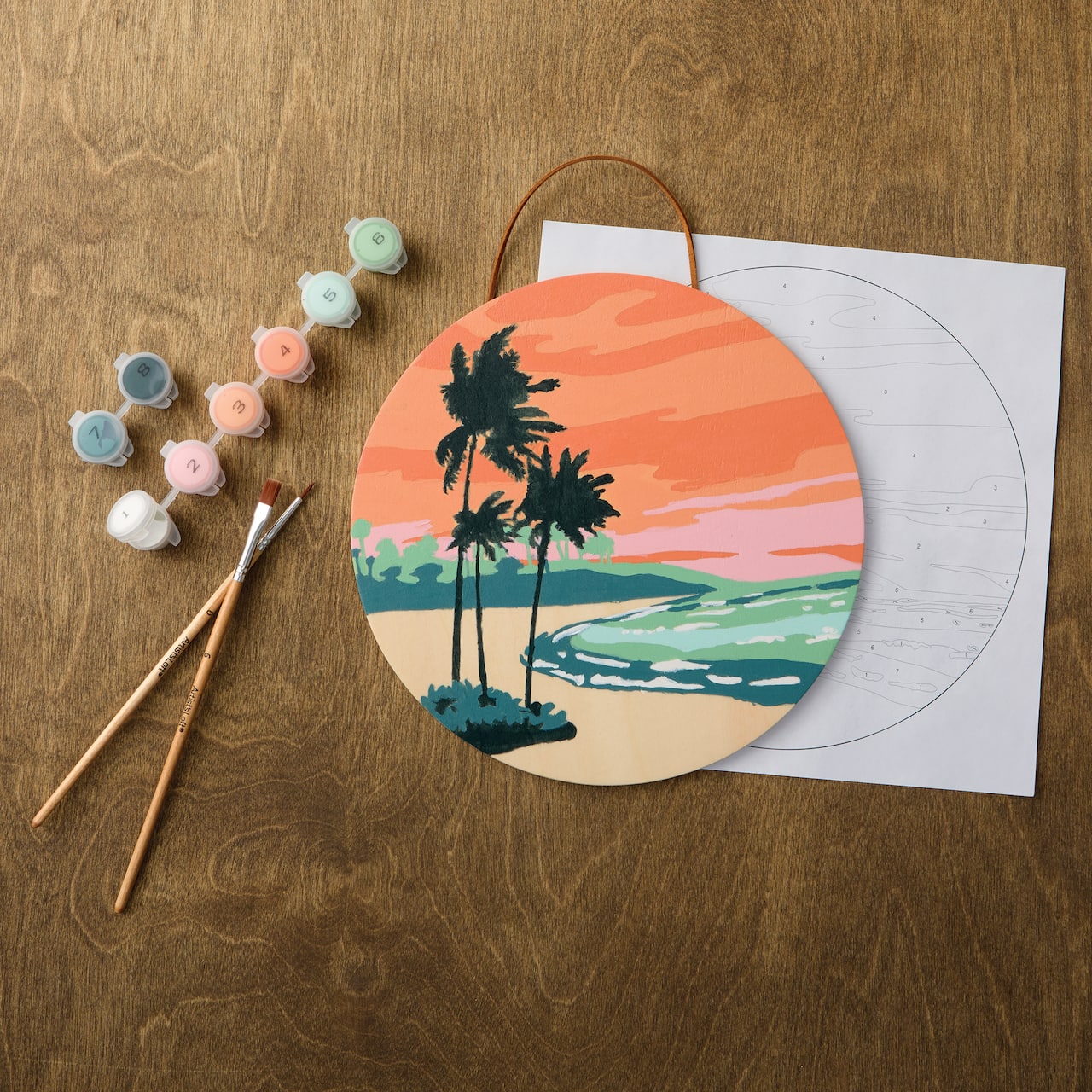 Sunset Beach Paint-by-Number Round Plywood Surface Kit by Artist's Loft®